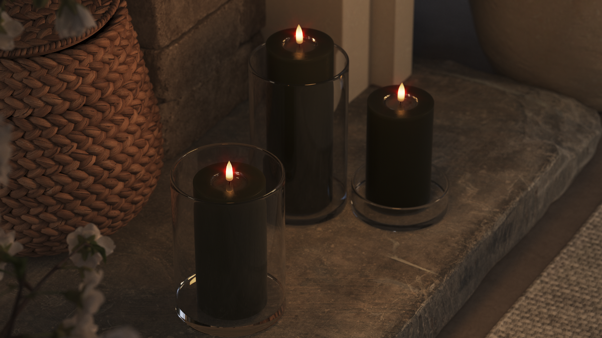 LED Blokker lys med naturtro LED flamme