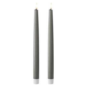 LED Kronelys 2 stk, Ø 2,2 x 29 cm Mørkegrå