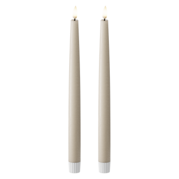 LED Kronelys 2 stk, Ø 2,2 x 29 cm Sand