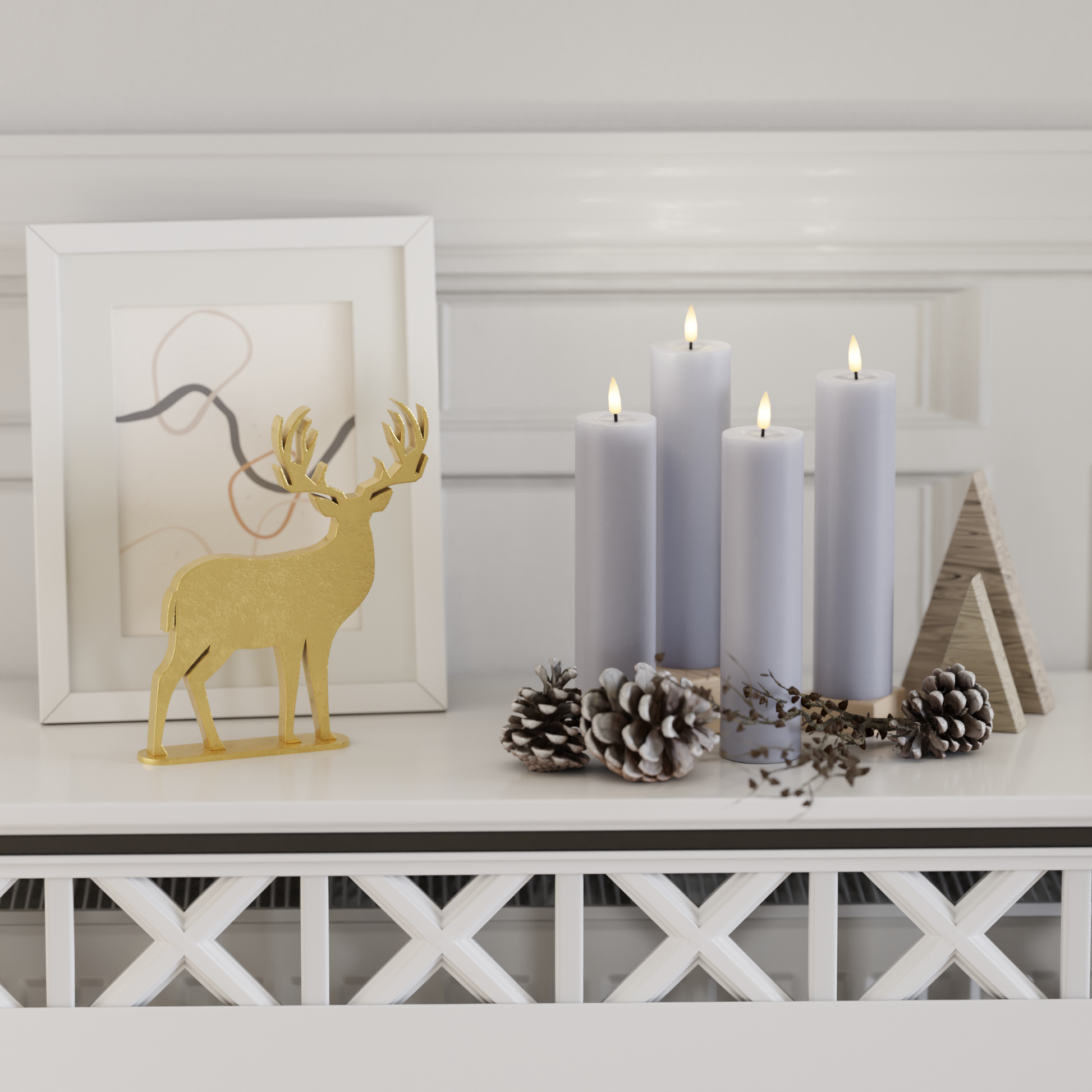 Deluxe Homeart Balíček LED blokových světel - Zaprášená modrá - 4 kusy 5 x 20 cm 2