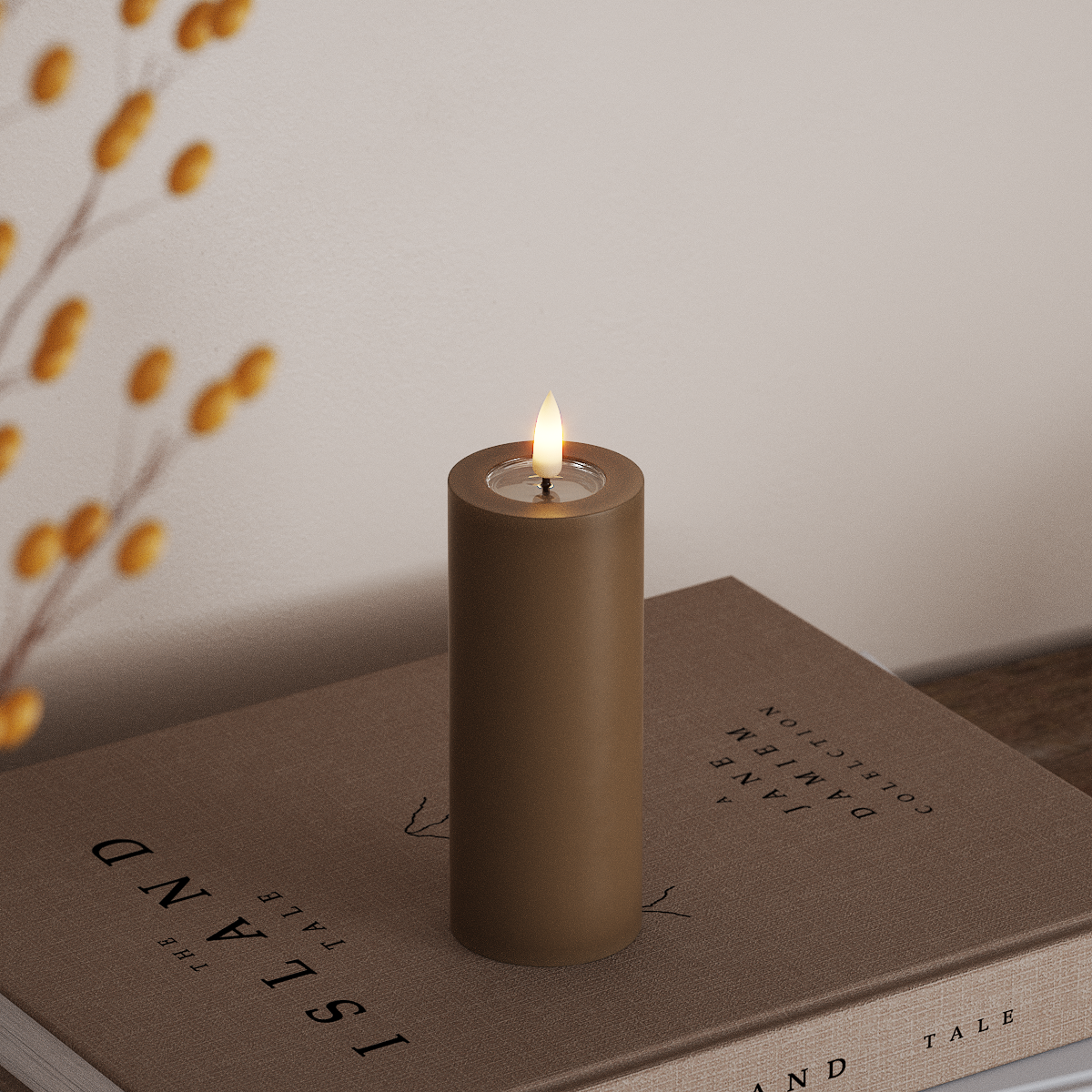 Deluxe Homeart LED Pylväskynttilä Ø 5 x 12,5 cm Karamelli LED Pylväskynttilä 3