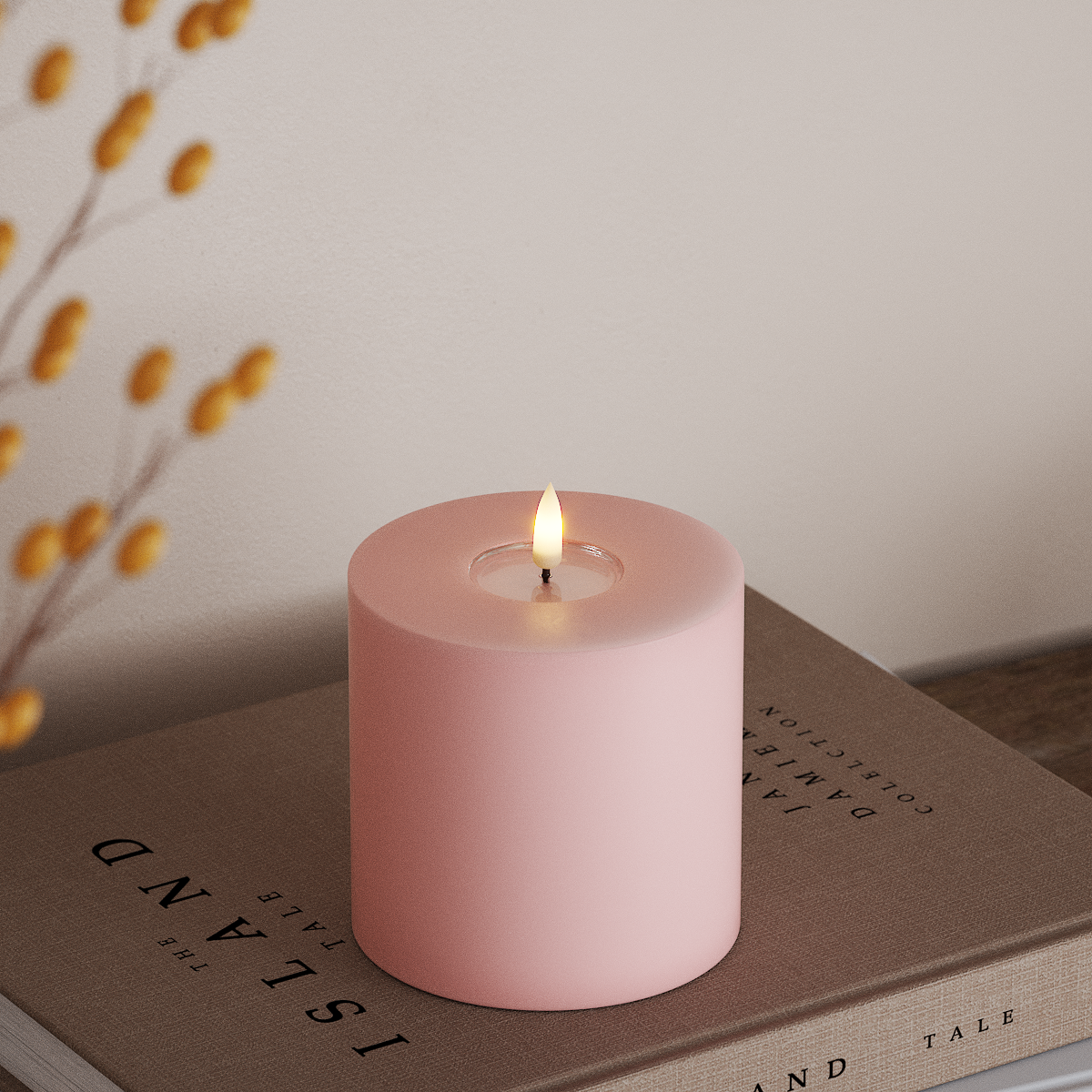 Deluxe Homeart LED Pylväskynttilä Ø 10 x 10 cm Vaaleanpunainen LED Pylväskynttilä 3