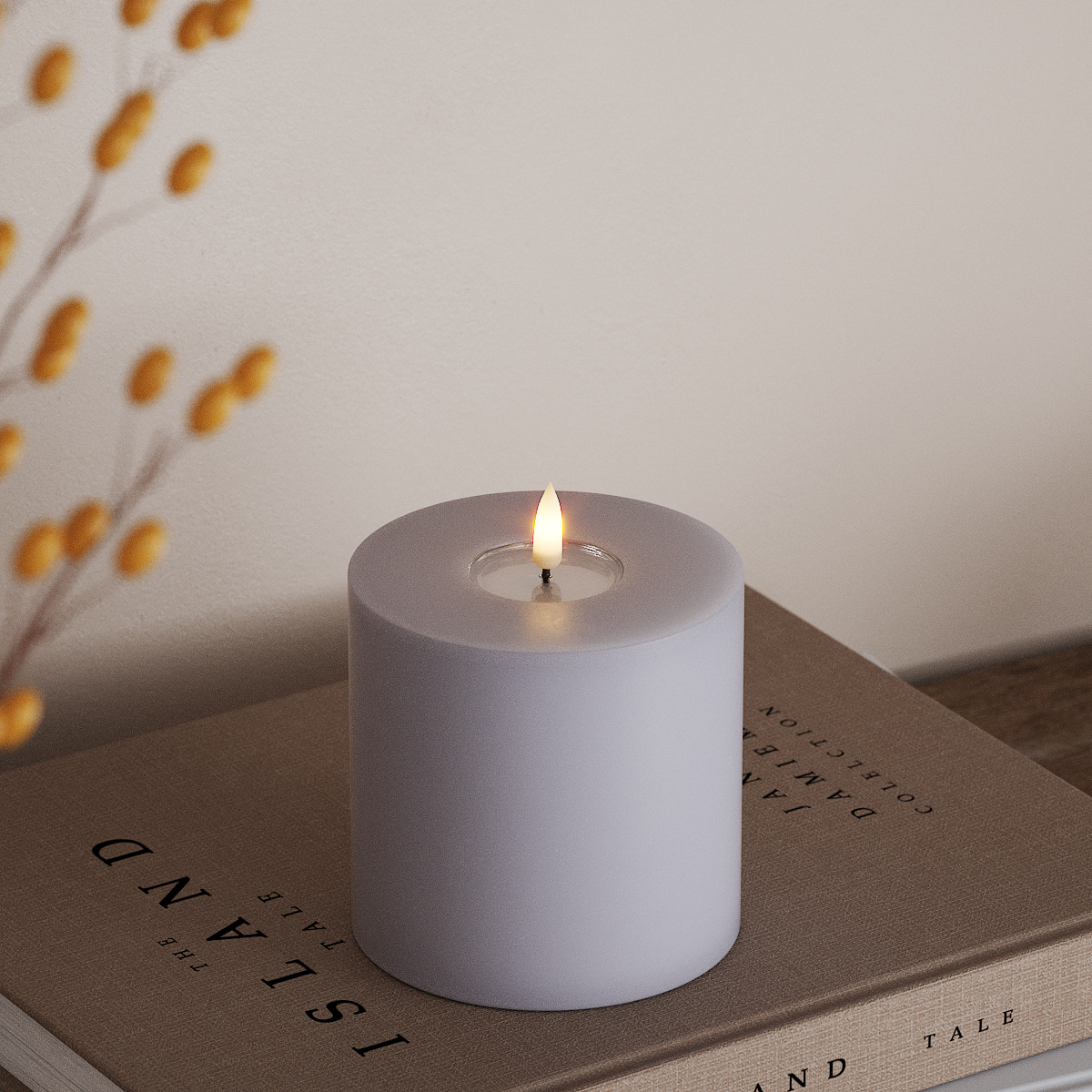 Deluxe Homeart LED Pylväskynttilä Ø 10 x 10 cm Tuhkansininen LED Pylväskynttilä 3