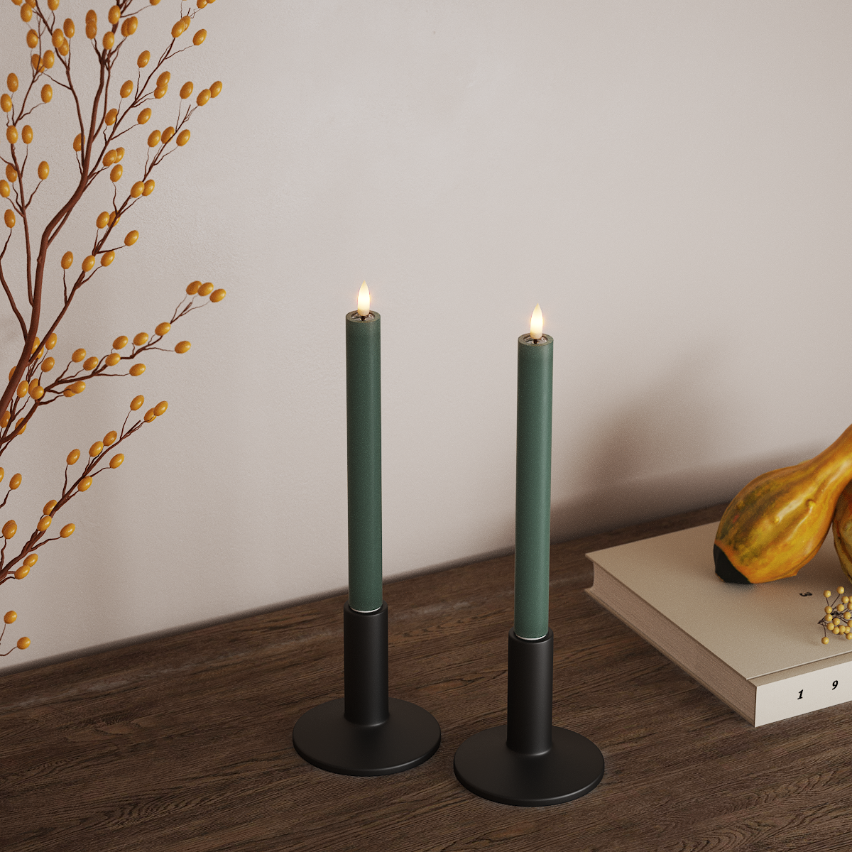 Deluxe Homeart LED Kruunukynttilä 2 kpl, Ø 2 x 24 cm Jadevihreä LED Kruunukynttilä 3