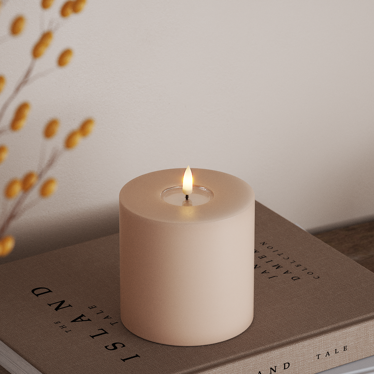 Deluxe Homeart LED Pylväskynttilä Ø 10 x 10 cm Vaaleanpunainen LED Pylväskynttilä 3