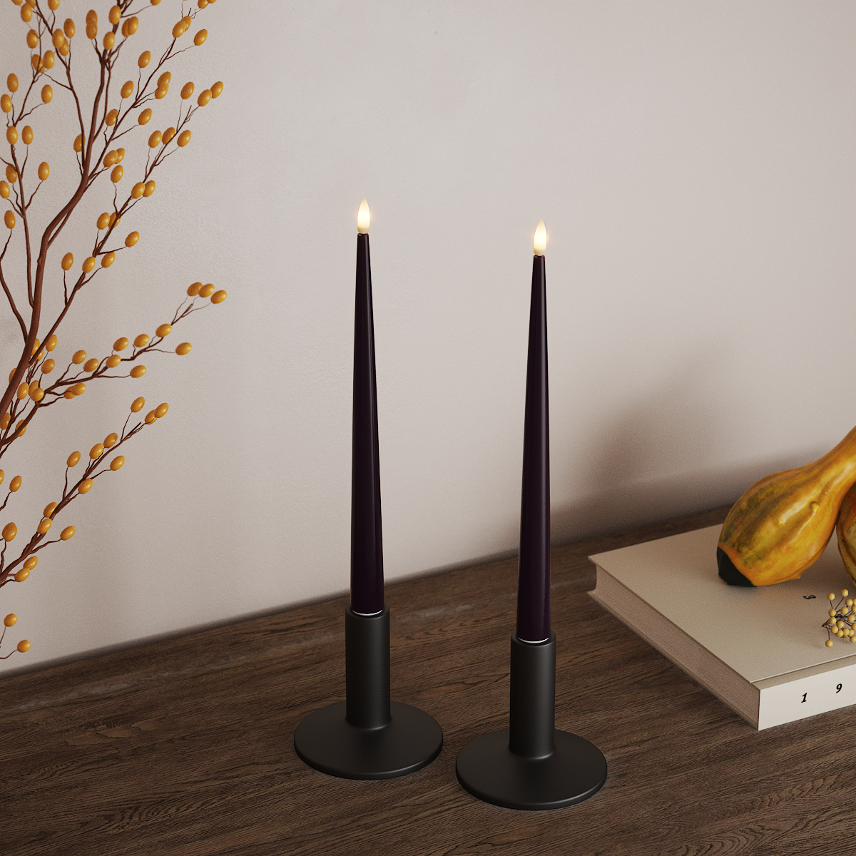 Deluxe Homeart LED Ljus Med Lack med Lack, 2 st 28 cm Mörklila LED Ljus Med Lack 3