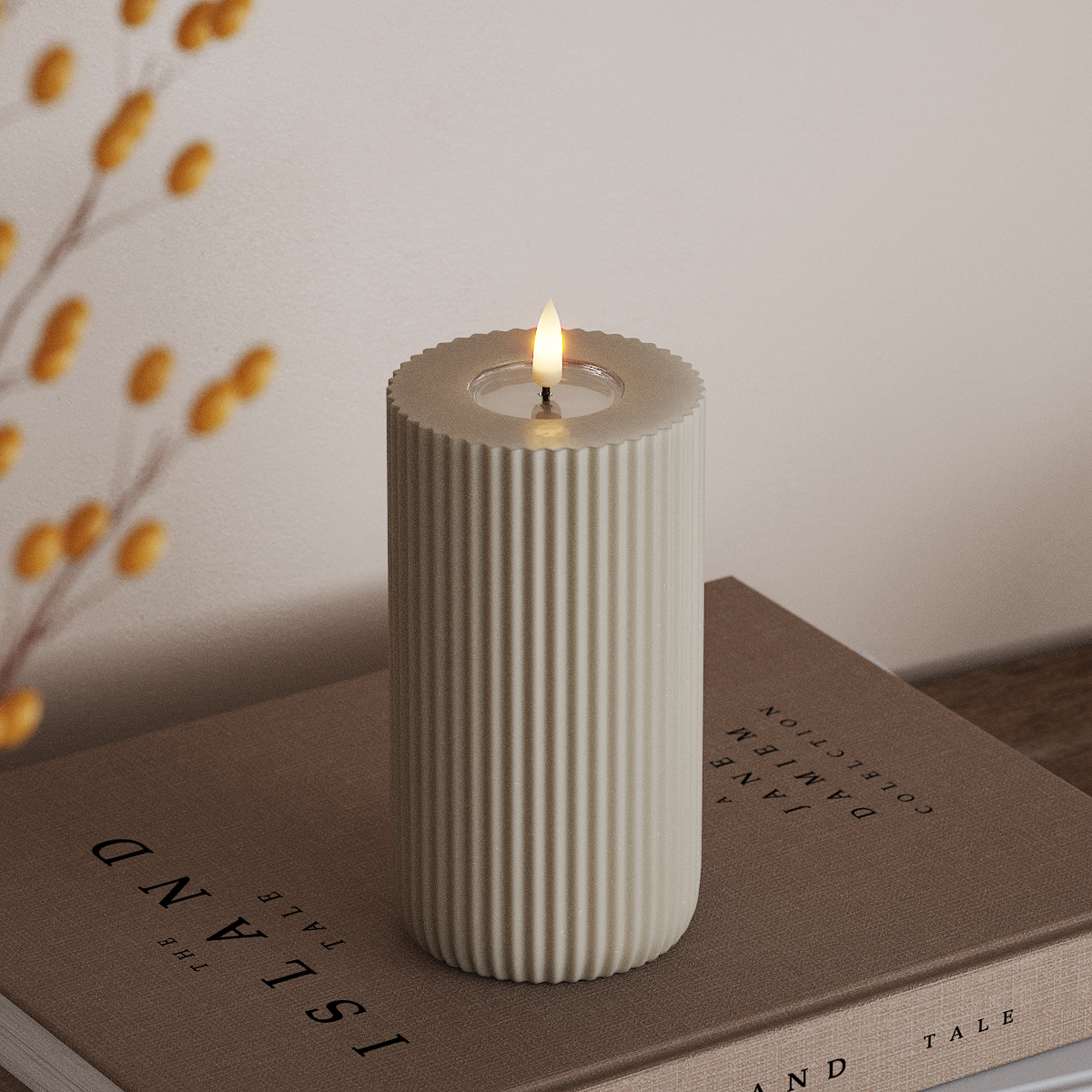 Deluxe Homeart Solid Stripe LED Blokklys Ø 8 X 15 Cm Sand LED Form 3