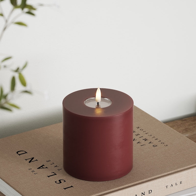 Deluxe Homeart LED Blockljus Ø 10 x 10 cm Bourgogne