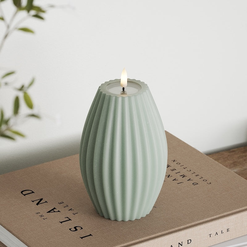 Deluxe Homeart LED uritettu kynttilä D 10 x K 15 cm Salviavihreä