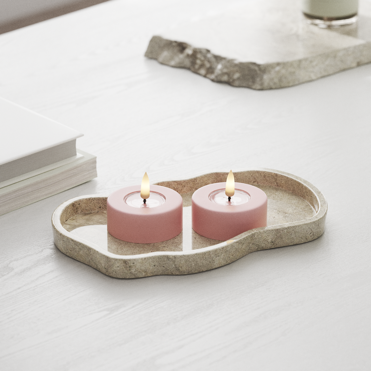 Deluxe Homeart LED Jumbo Tuikkukynttilä 2 kpl Iso Vaaleanpunainen LED jumbo Tuikkukynttilä 1