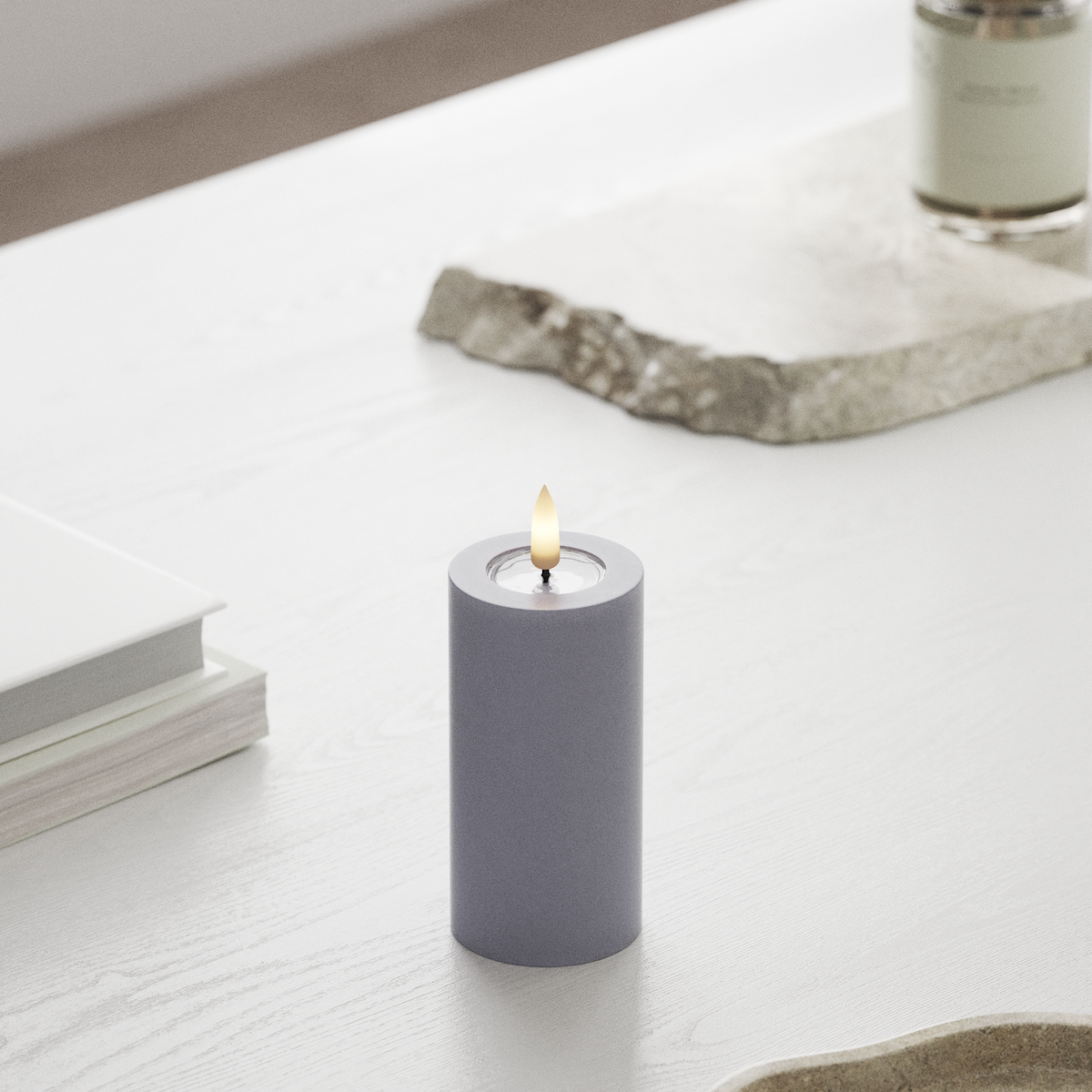 Deluxe Homeart LED blokové světlo Ø 5 x 10 cm Zaprášená modrá LED blokové světlo 1