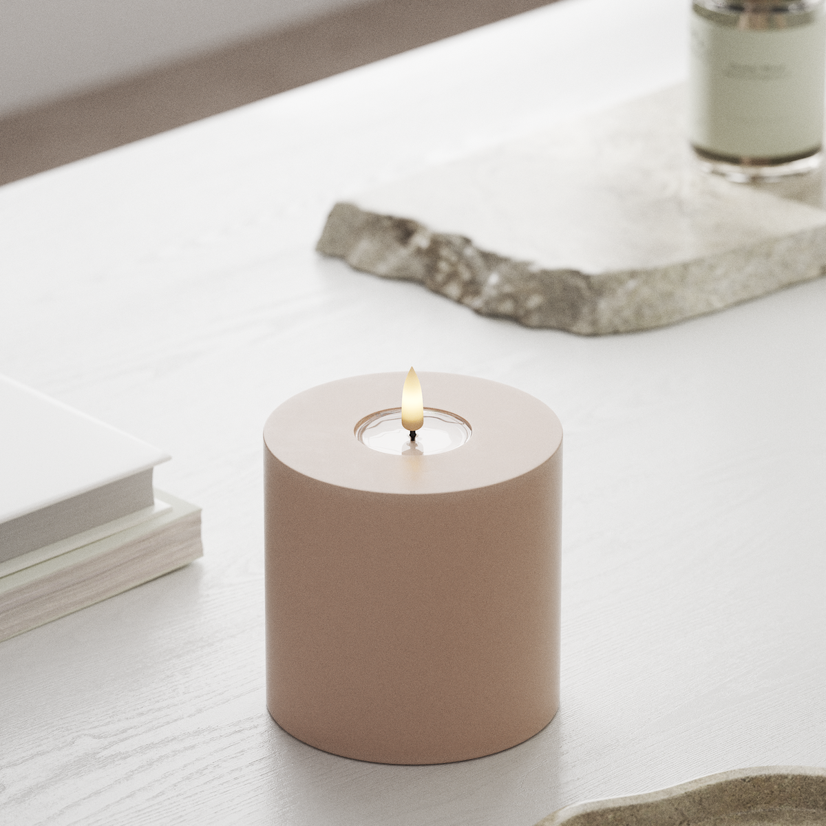 Deluxe Homeart LED Pylväskynttilä Ø 10 x 10 cm Vaaleanpunainen LED Pylväskynttilä 1