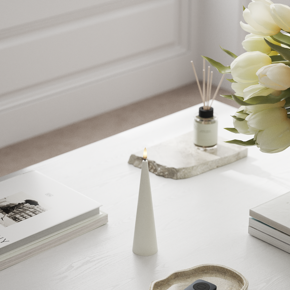 Deluxe Homeart Luz cônica D 5 x A 20 cm Branco LEDs Vela cónica 1