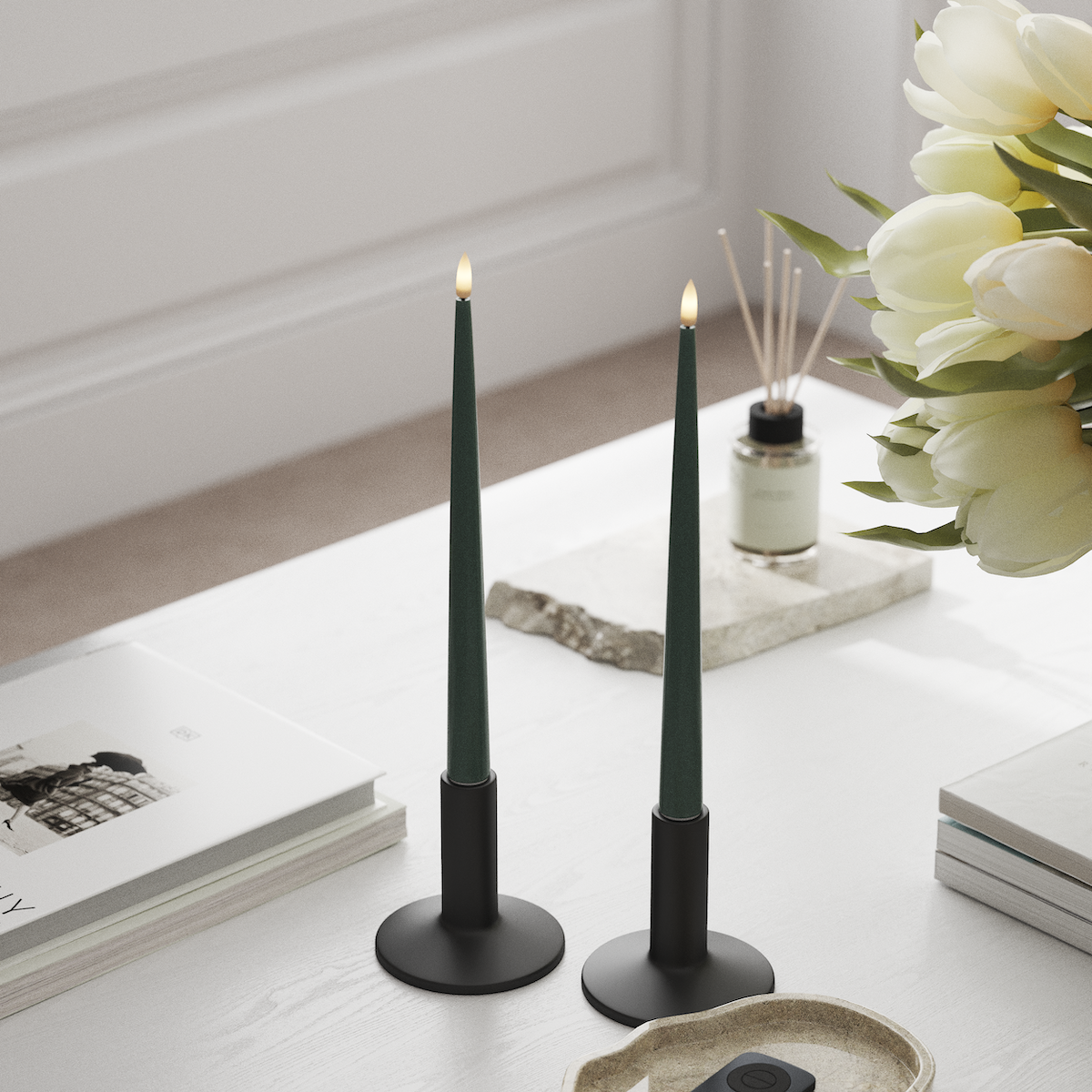 Deluxe Homeart LED Ljus Med Lack med Lack, 2 st 28 cm Jadegrön LED Ljus Med Lack 1