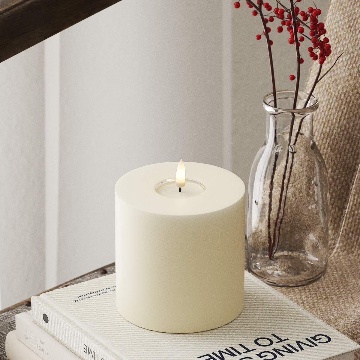 Deluxe Homeart LEDs Vela pilar Ø 10 x 10 cm Creme LEDs Vela pilar 4