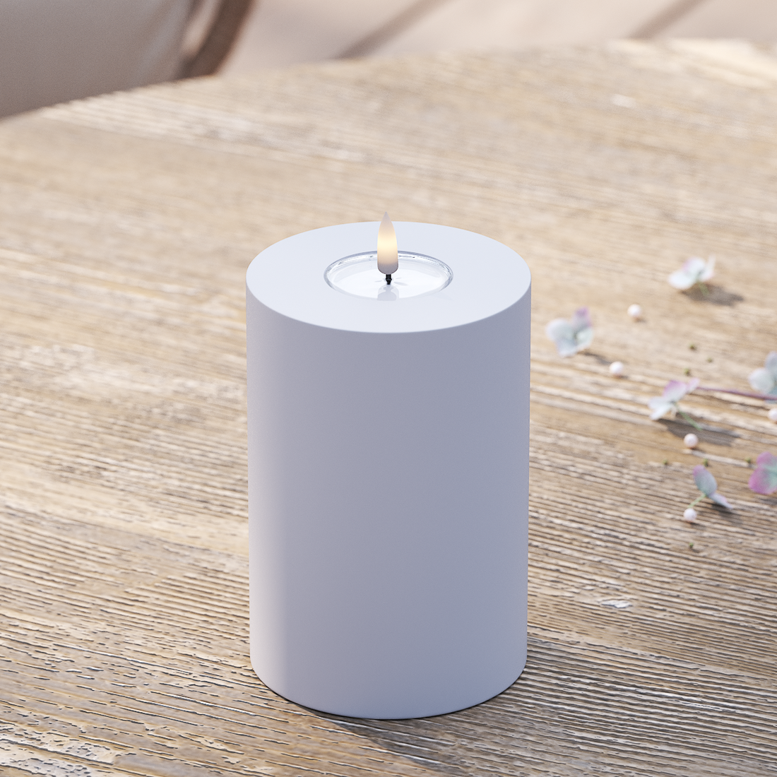 Deluxe Homeart LED externo Vela pilar Ø10x15cm Azul empoeirado Luz LED para exterior Vela pilar 2