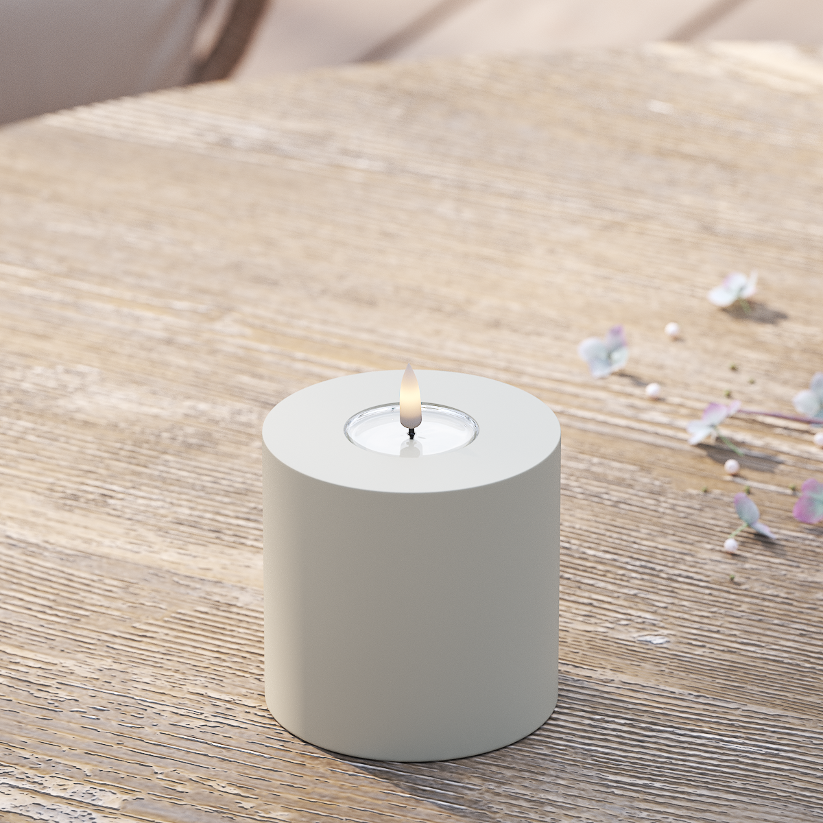 Deluxe Homeart Ulkona LED Pylväskynttilä Ø 10 x 10 cm Hiekanvärinen LED ulkovalo Pylväskynttilä 2