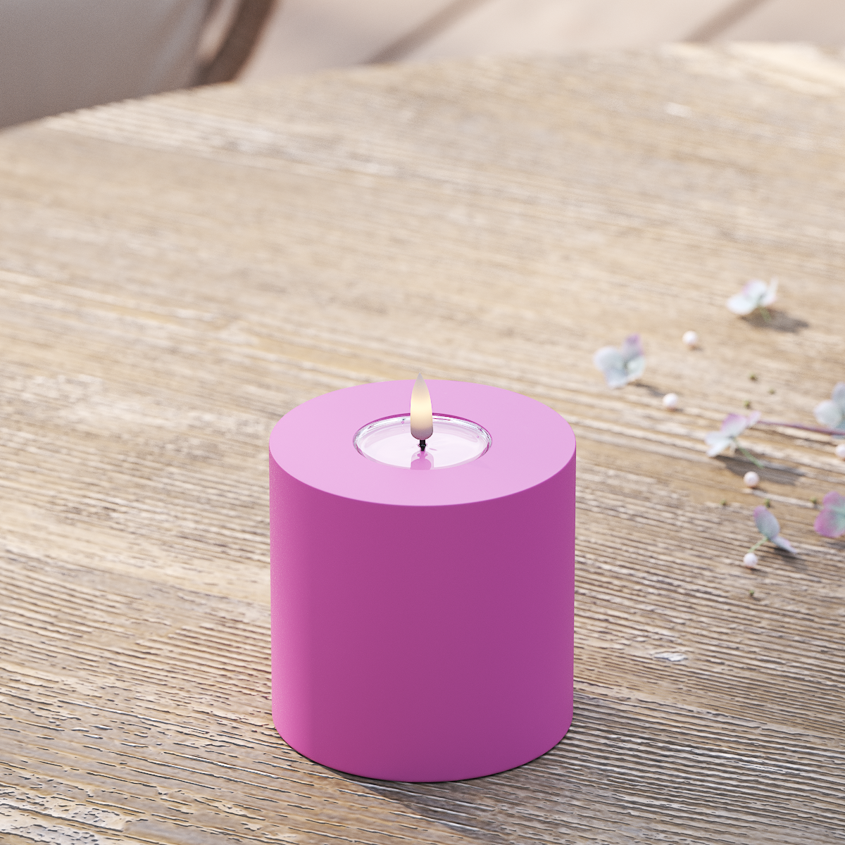 Deluxe Homeart Udendørs LED Bloklys Ø 10 x 10 cm Magenta LED udendørslys bloklys 2