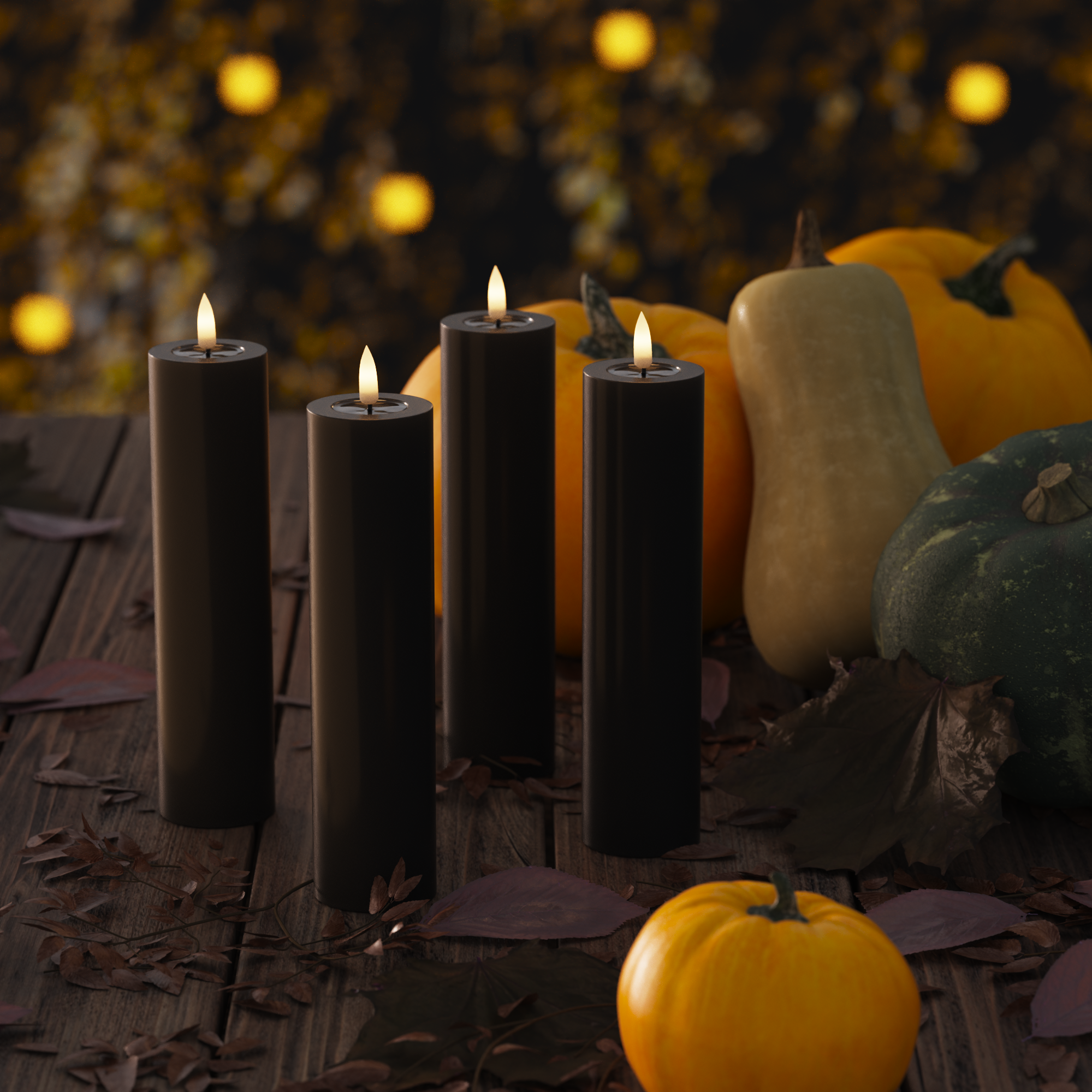 LED Pylväskynttilä Ø 5 x 20 cm Musta - 4 kpl