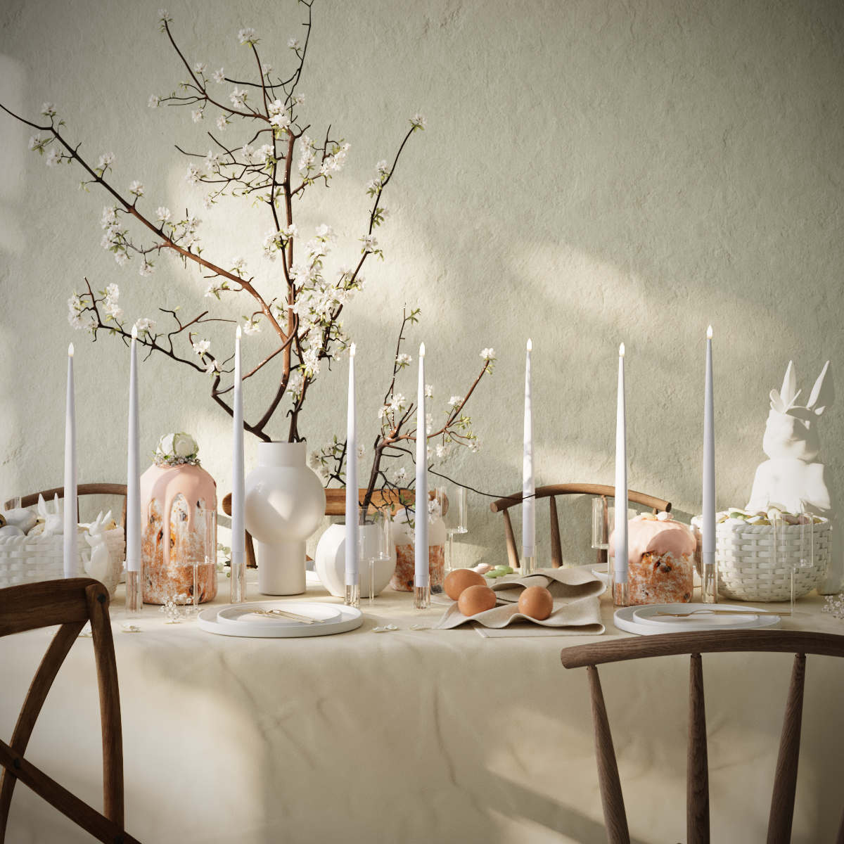 Deluxe Homeart Balíček LED svíček - Zaprášená modrá - 8 ks svíček 38 cm balení 1