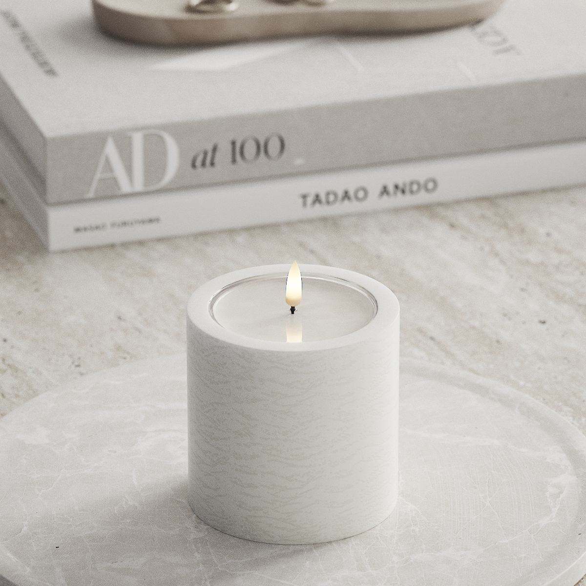 Deluxe Homeart Unique LED Pylväskynttilä D 10 x 10 cm Valkoinen unique Pylväskynttilä 1