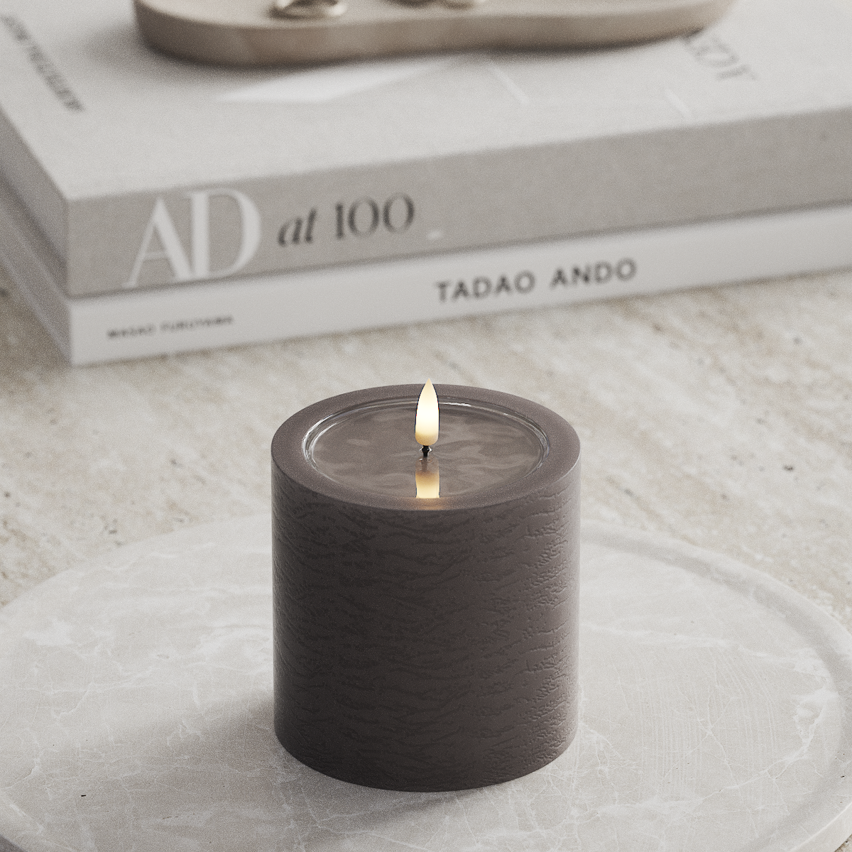 Deluxe Homeart Unique LED Blockljus D 10 x 10 cm Mocca unique Blockljus 1