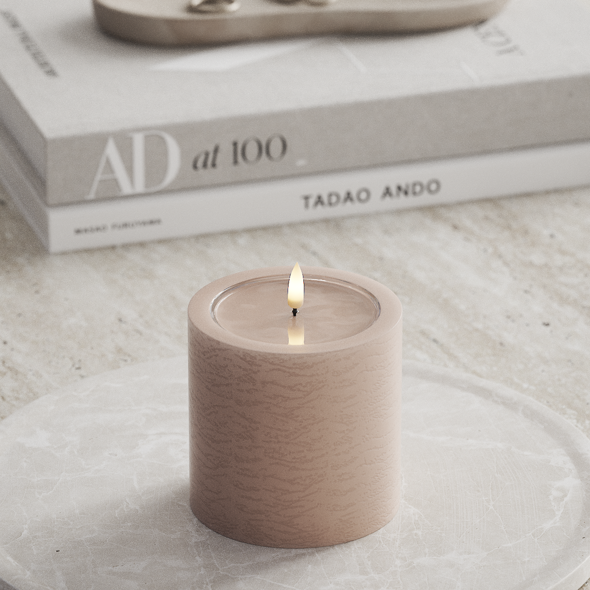 Deluxe Homeart Unique LED Pylväskynttilä D 10 x 10 cm Vaaleanpunainen unique Pylväskynttilä 1