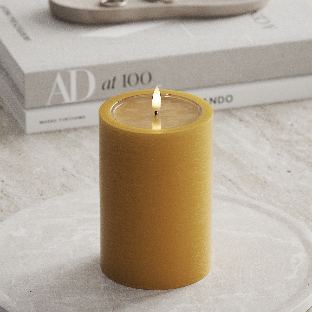 Deluxe Homeart Unique LED Pylväskynttilä D 10 x 15 cm Curry unique Pylväskynttilä 1