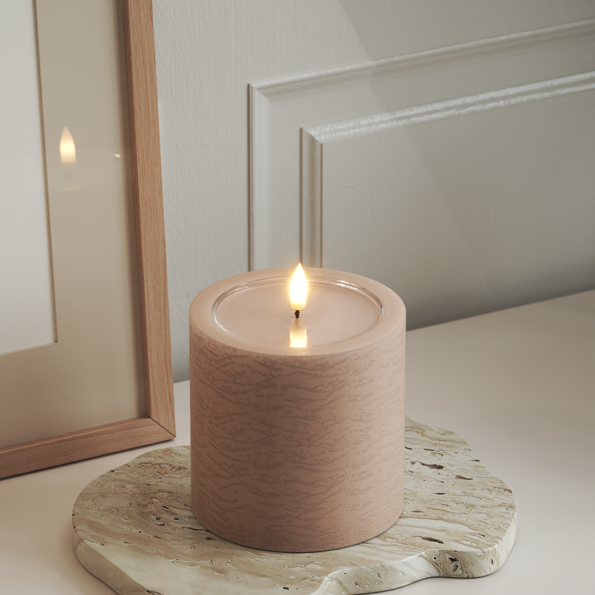 Deluxe Homeart Unique LED Pylväskynttilä D 10 x 10 cm Vaaleanpunainen unique Pylväskynttilä 3