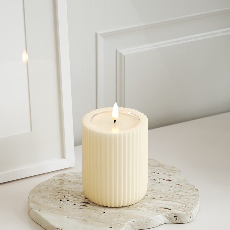 Unique Candles Unique LED uritettu kynttilä D 8 x 10 cm Kerma